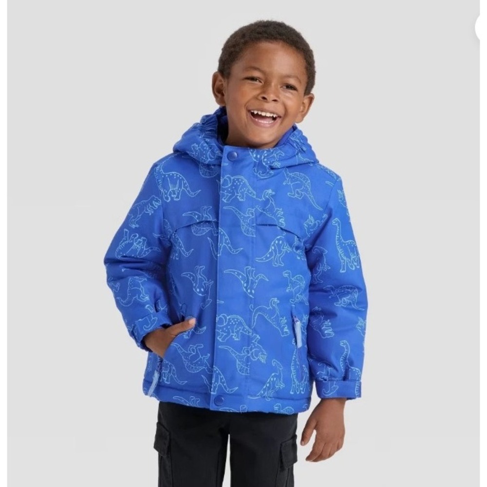 Cat & Jack Toddler Boys Blue Dino 3-in-1 Snowplay Jacket Winter Coat 2T